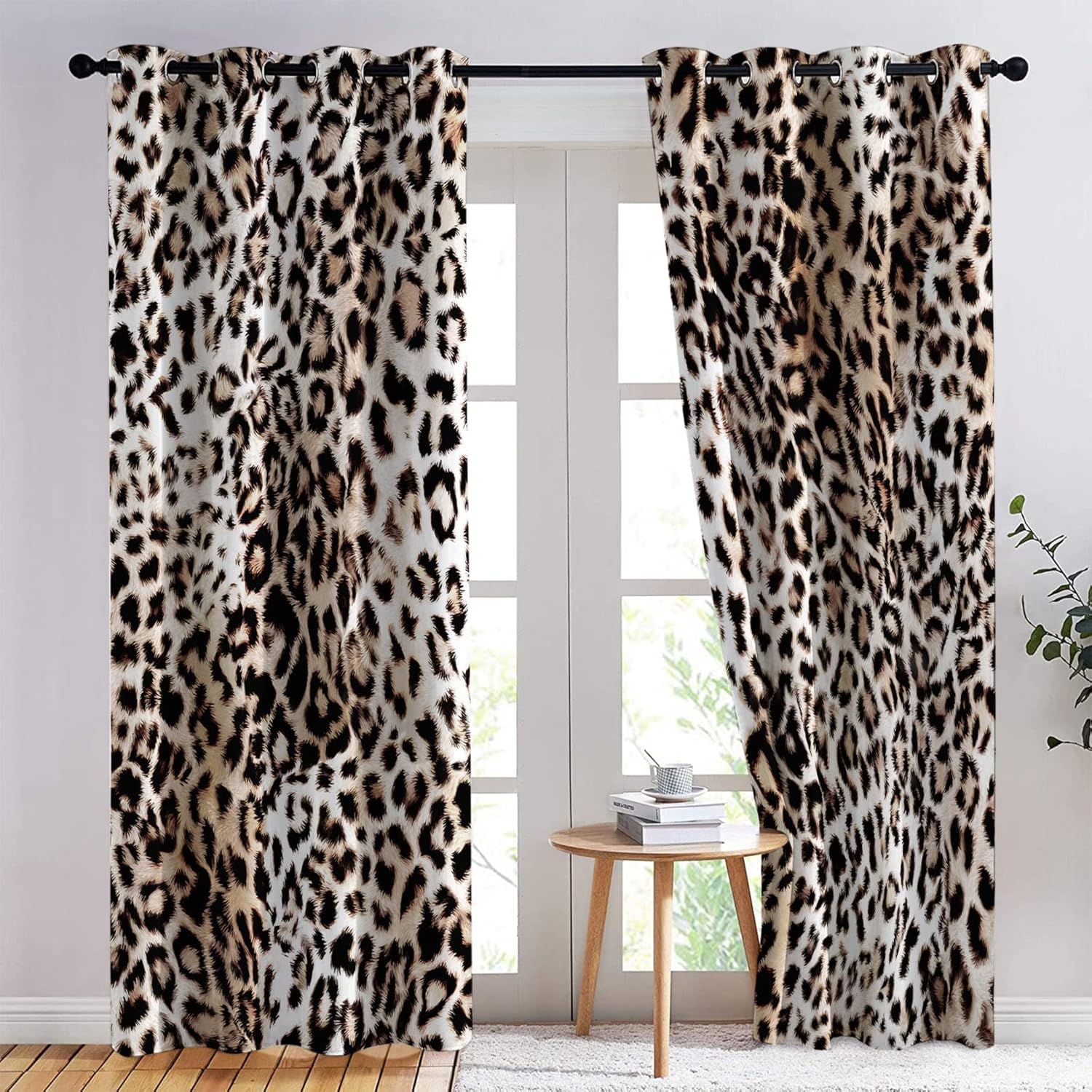 opacas con estampado de leopardo de 228 x 228 cm, con ojales y aislamiento térmico para dormitorio, sala de estar, juego de 2 p