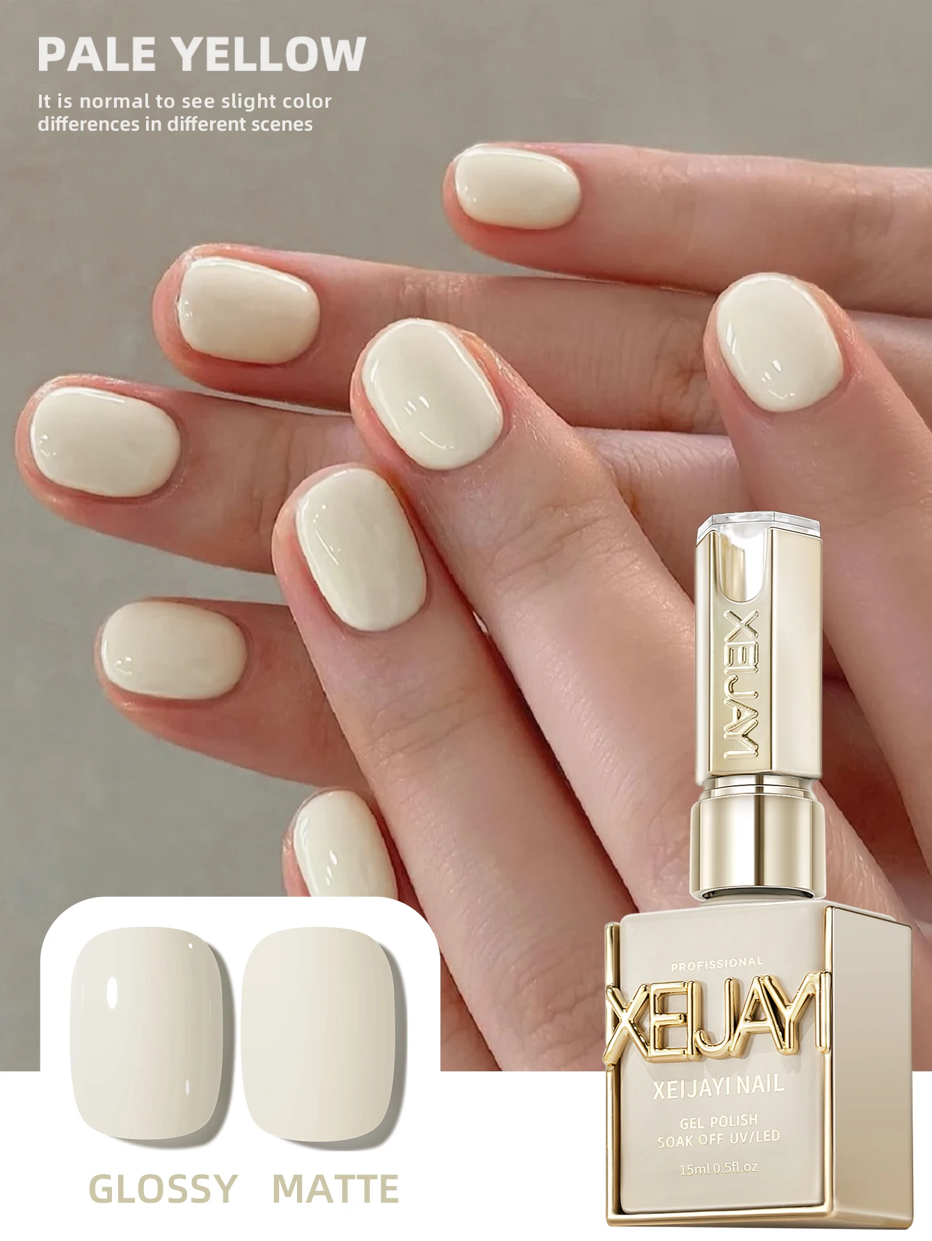 1 unidad de esmalte de uñas de Gel amarillo pálido de 15ml, esmalte de uñas de Gel puro para remojar sin limpiar, adecuado para todas las estaciones
