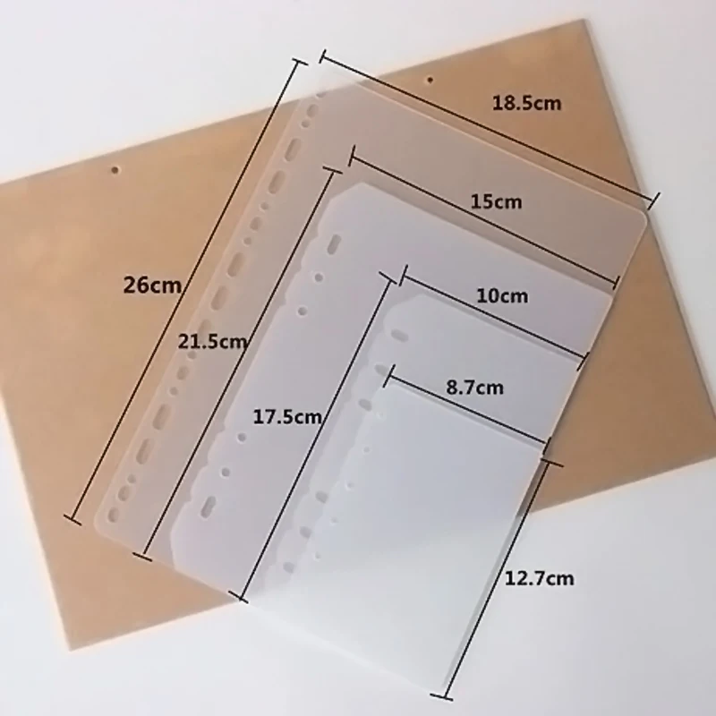A4 B5 A5 A6 A7 2Pcs Loose-leaf Divider and Baffle PP Transparent Matte Loose-leaf Universal Notebook Divider Accessories