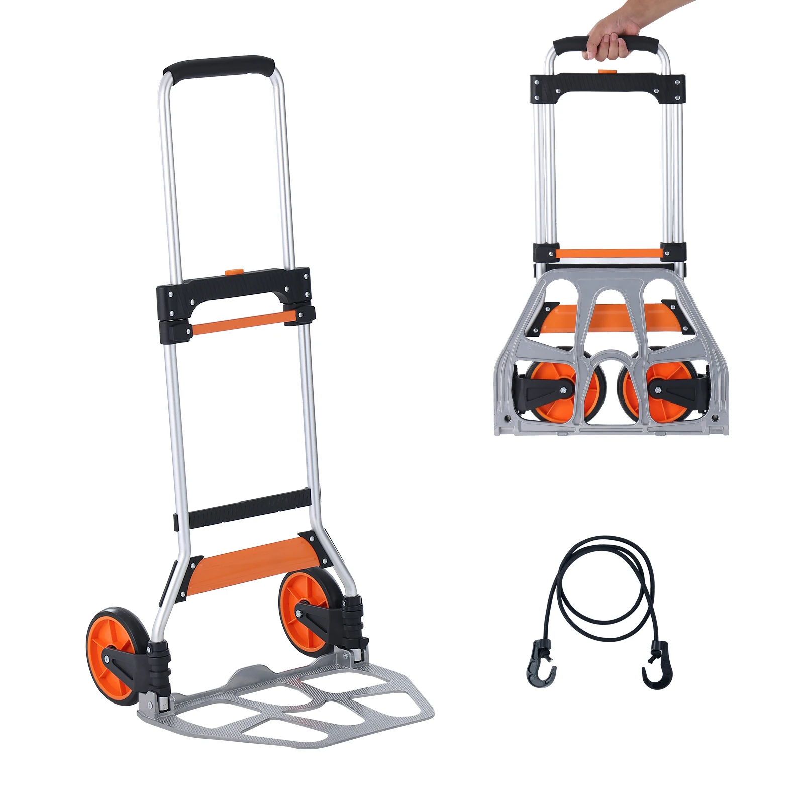 SucceBuy 275/309 lbs Folding Hand Truck Portable Unity Cart Dolly with Telescoping Handle and Binding Rope for Moving Warehouse