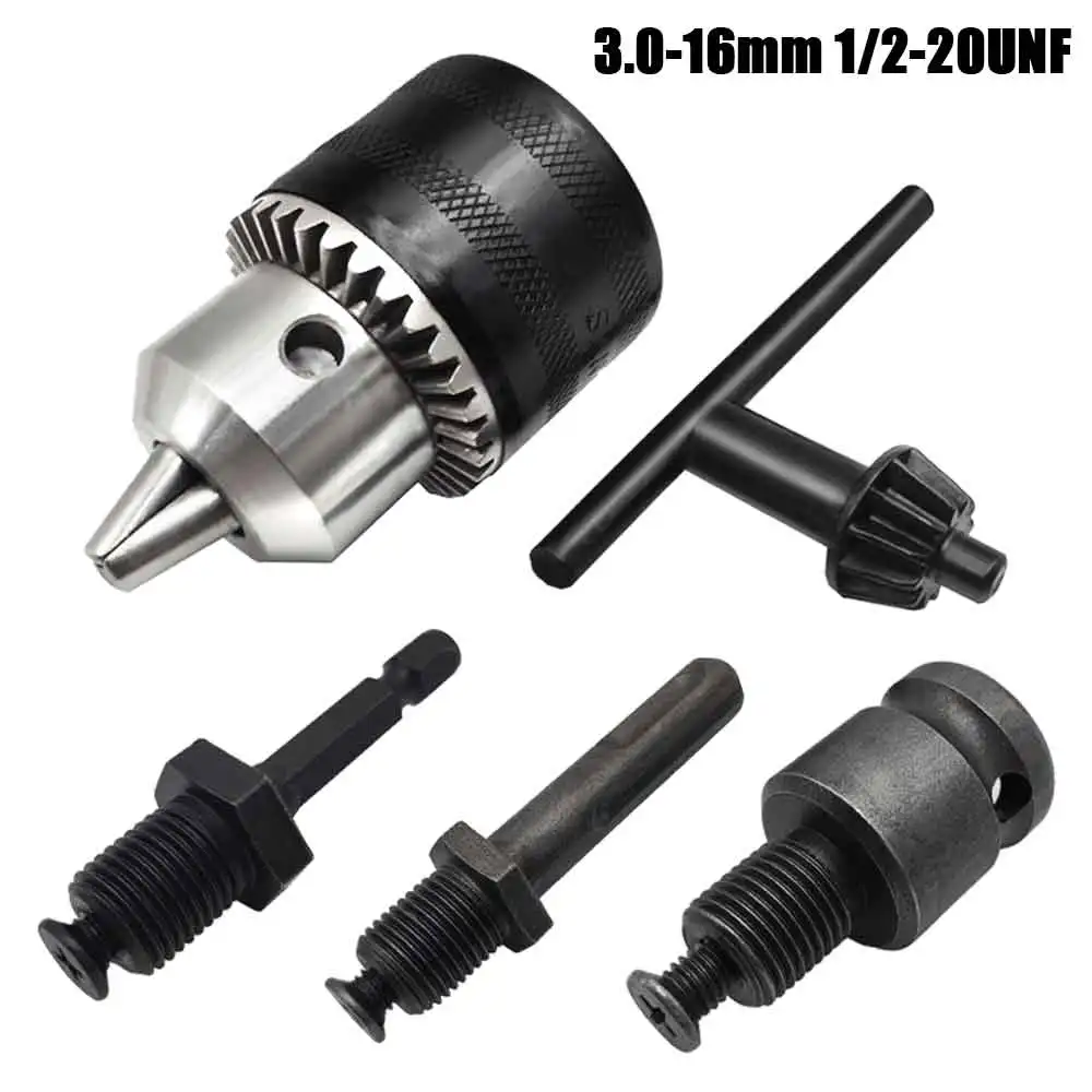 Uchwyt wiertarski 3,0-16 mm, końcówki wkrętaków udarowych do montażu 1/2-20UNF Uchwyt sześciokątny / adapter kwadratowy z gniazdem SDS-Plus z kluczem uchwytu