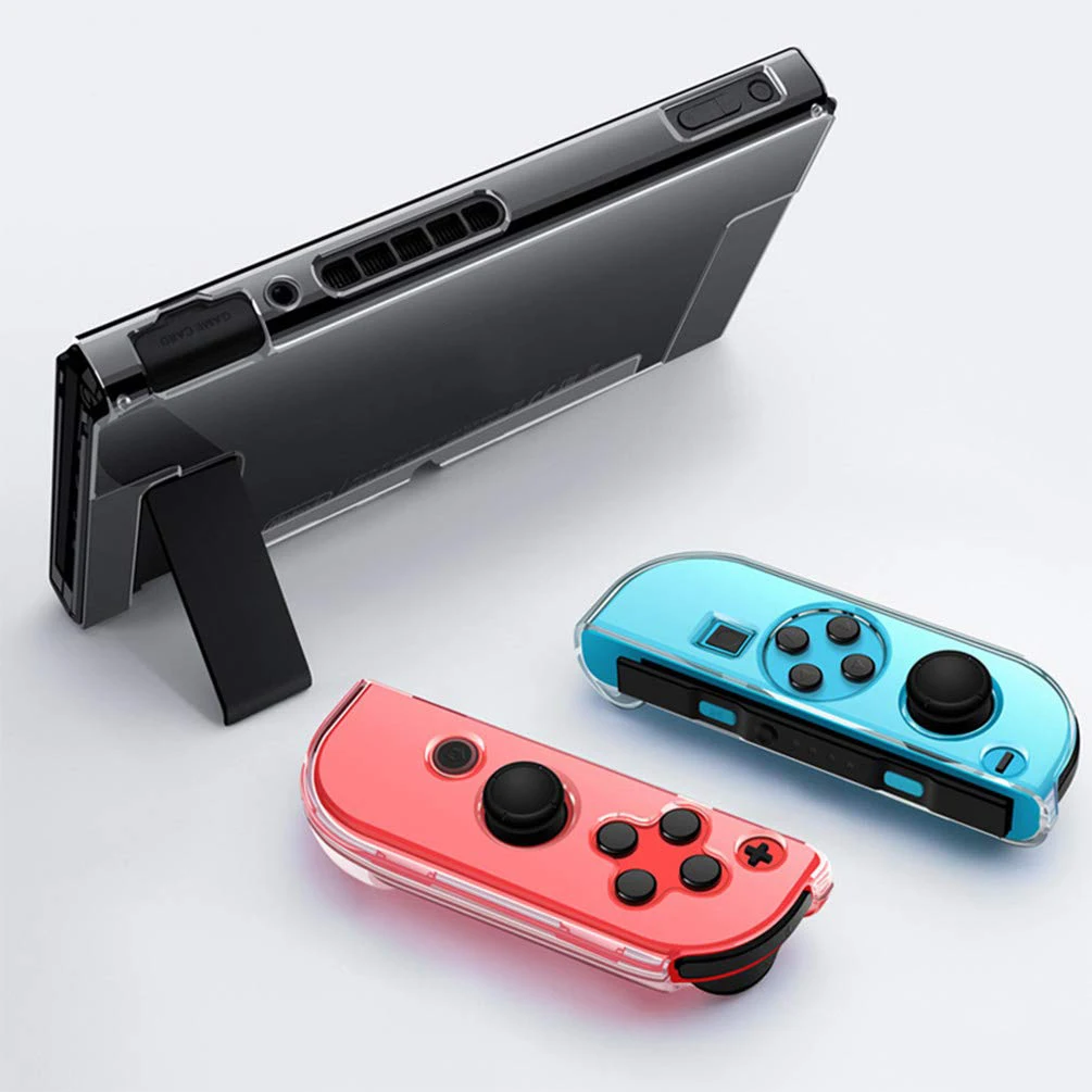 Dockable Trong Suốt Cứng Dành Cho Máy Nintendo Switch 3In1 Bao Da Bảo Vệ Cho Máy Nintendo Switch & Joycon Bộ Điều Khiển Có Tay Kẹp Bao