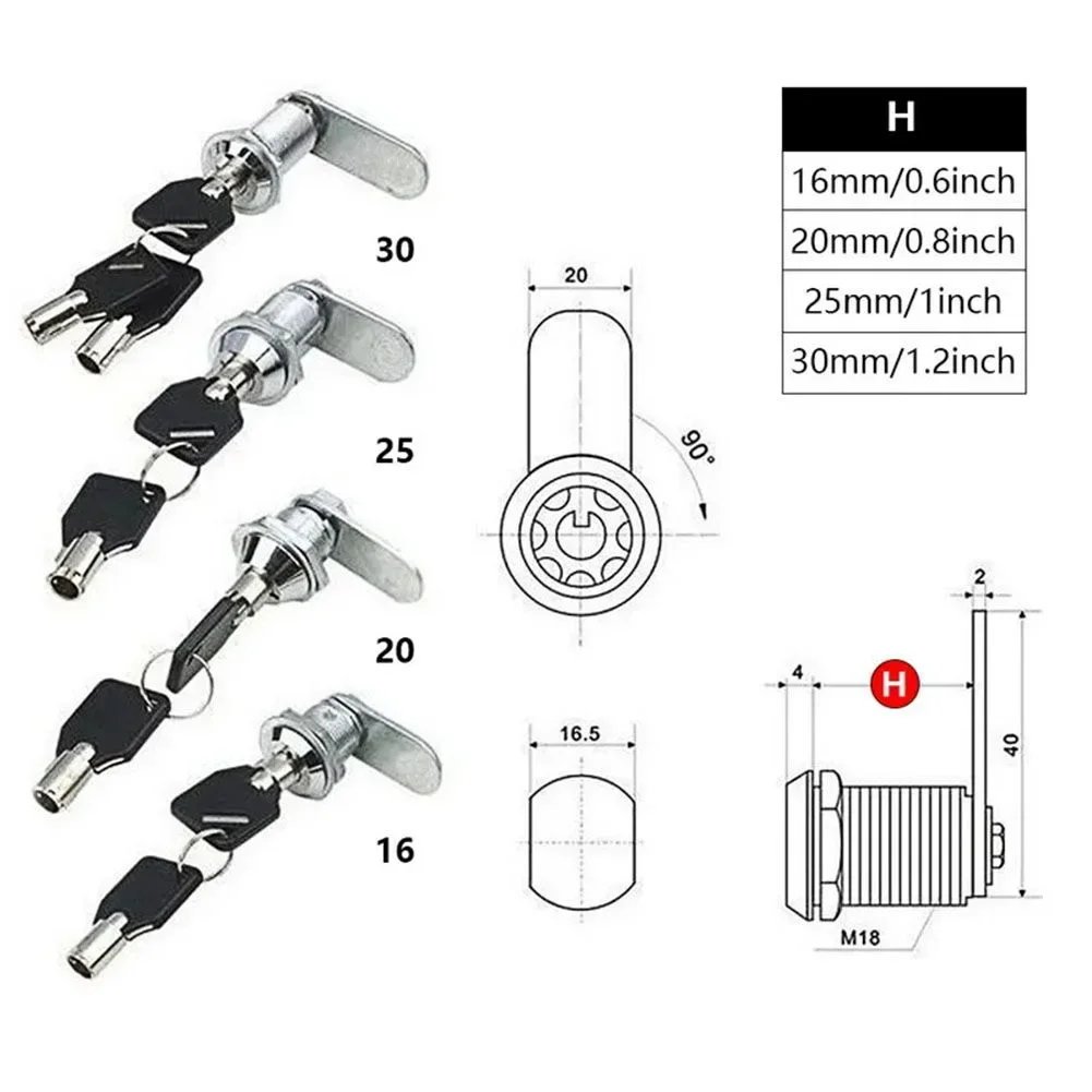 1set 16/20/25/30mm Zinklegering Slot Universele Maat Sleutel Automaat Cilinderslot buisvormige Sleutel Industriële Kast Anti-pry