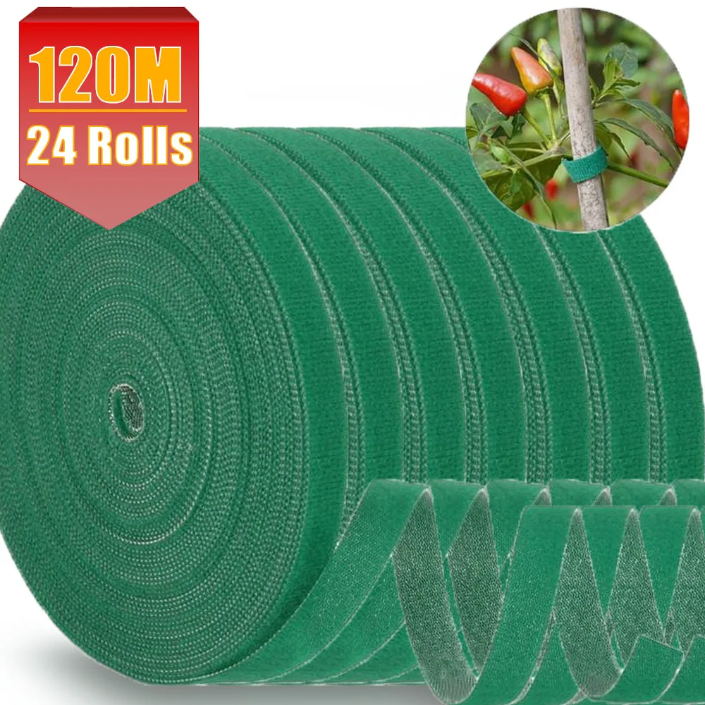 Brida para plantas, autoadhesiva ajustable, Cable de nailon, gancho, soporte de bucle, vendaje de hilo de jardín, tiras de cinta de sujeción reutilizables