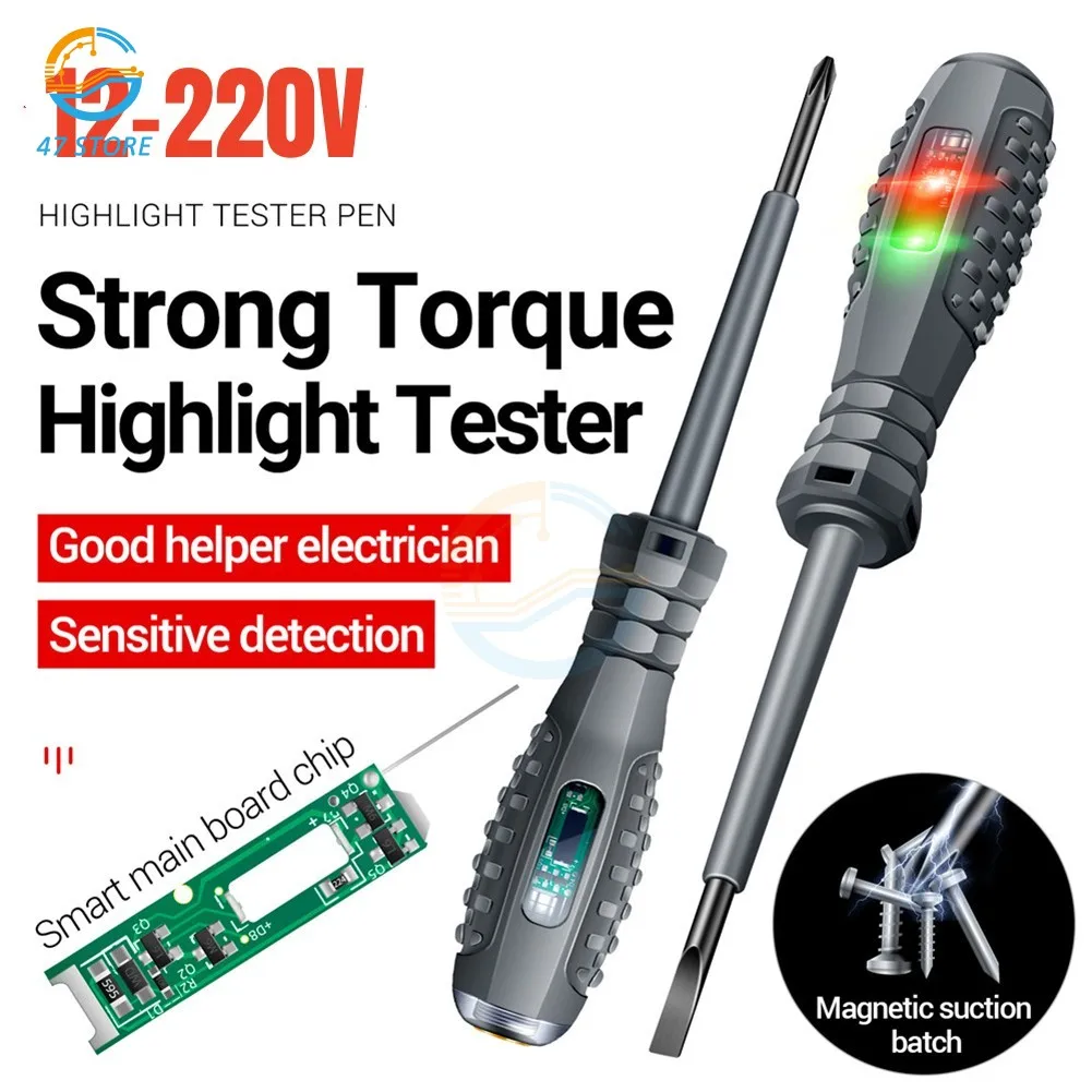 Bolígrafo probador de voltaje inteligente, lápiz de prueba de inducción sin contacto de CA, voltímetro, Detector de potencia, indicador de destornillador eléctrico
