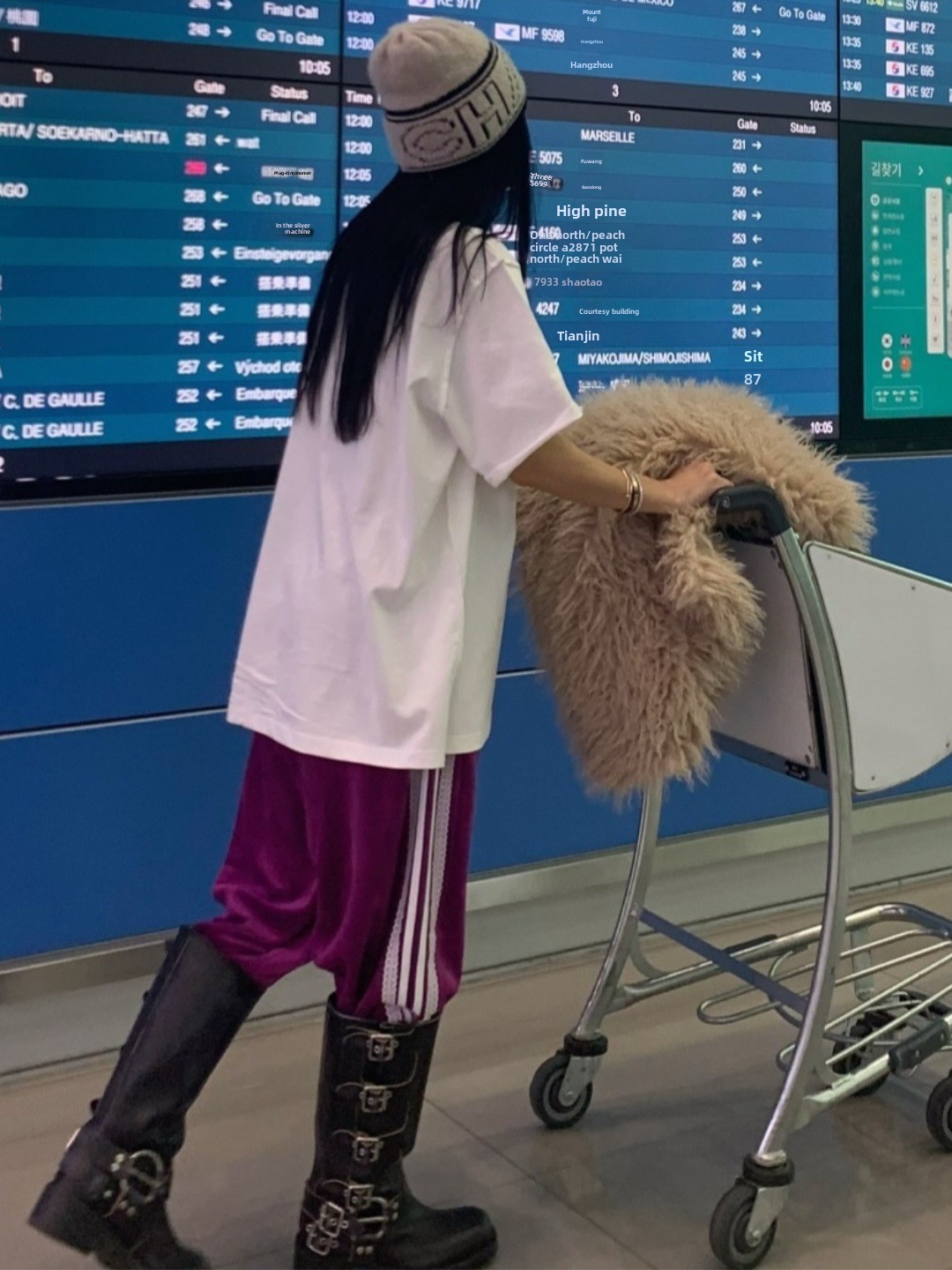 Retro Chic Velvet Sport Pants Wide Leg Casual Trousers Asymmetrical Lace Splice Side Knitted Band Autumn Winter Long Trousers