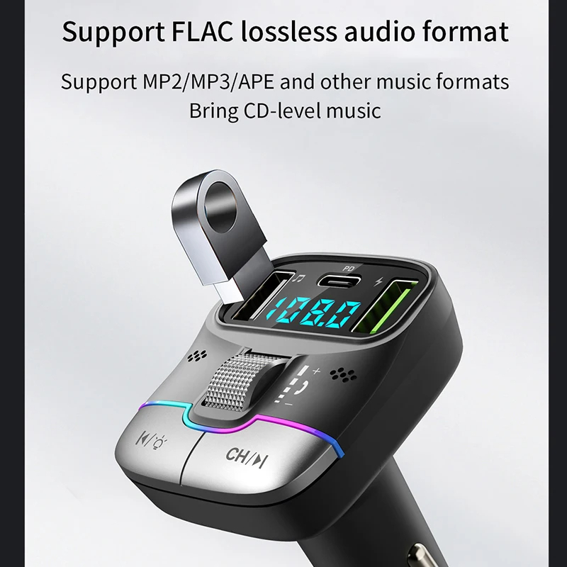 FM-передатчик Xiaomi Bluetooth 5,4, автомобильный AUX-радио модулятор громкой связи, MP3-плеер с адаптером быстрой зарядки, автоаксессуары
