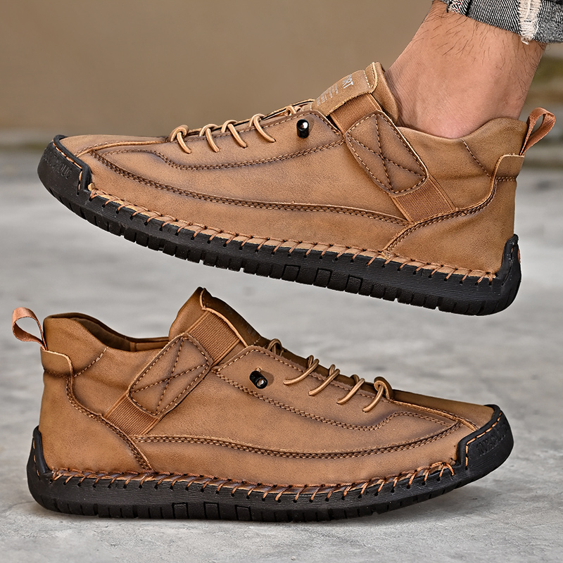 Handgemachte Leder Männer Schuhe Casual Slip On Loafers Atmungsaktive Leder Schuhe Männer Wohnungen Mode Mokassins Werkzeug Schuhe Plus Größe