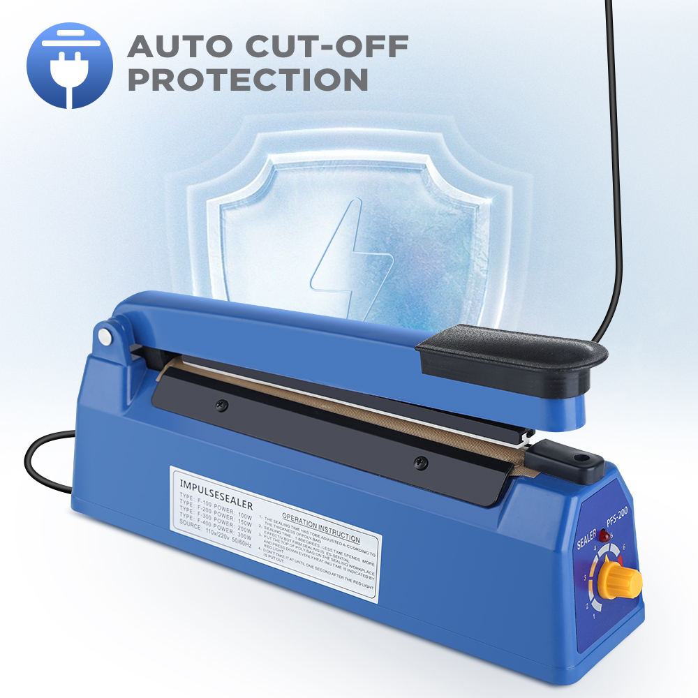 Máquina seladora térmica manual do aferidor do impulso para sacos plásticos de 8 polegadas, seladores do saco do envoltório retrátil máquina de empacotamento do aferidor do vácuo