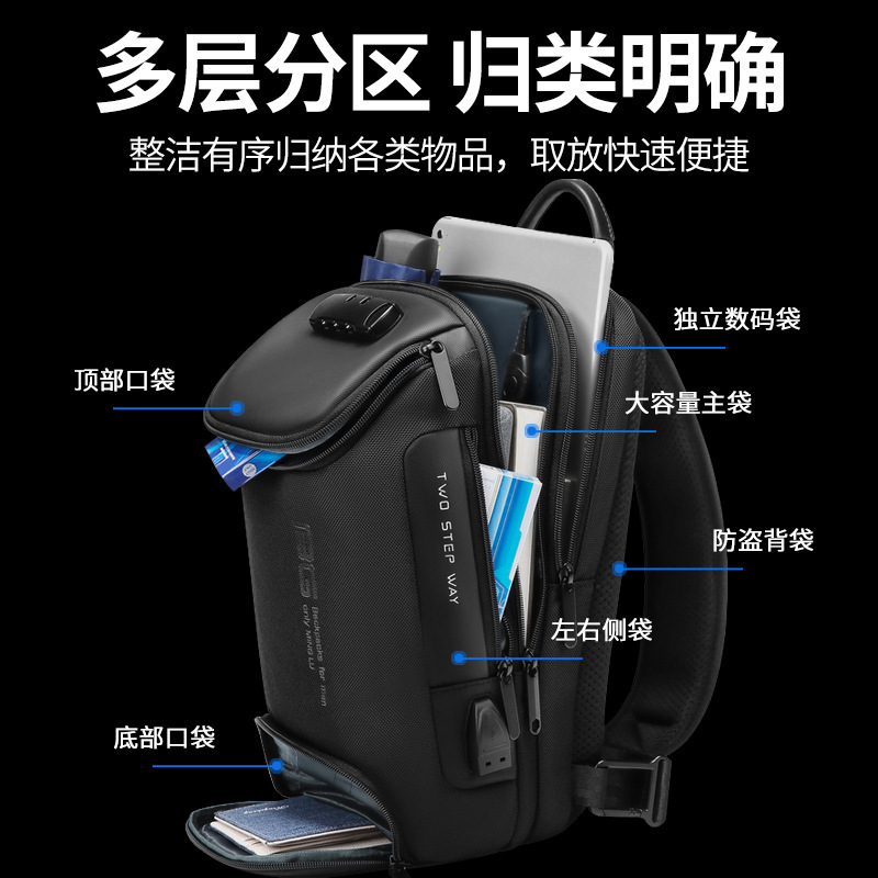 Anti-diebstahl Multifunktions Umhängetasche für Männer Schulter Messenger Taschen Männlichen Wasserdichte Kurze Reise Brust Tasche Pack