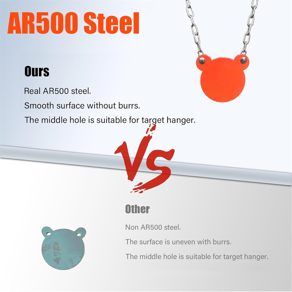 AR500 Steel Target Metal Shooting Target Plate Hanger Target for Long-range Airsoft Pistol Rifle Shooting Training Practice
