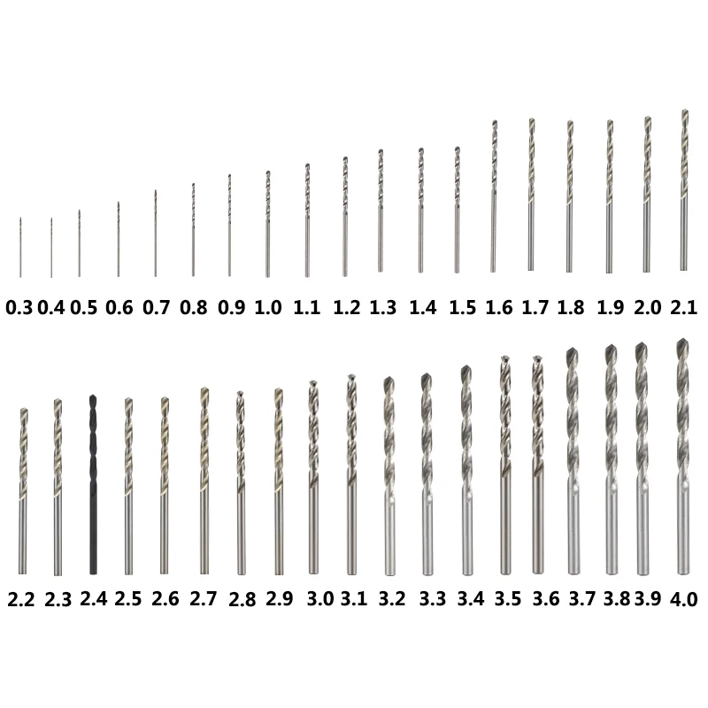 10pcs 0.3-4.0mm HSS Twist Drill Bit Set For Dremel Rotary Tool Straight Shank Mini Drill Bit Set Hand Tools