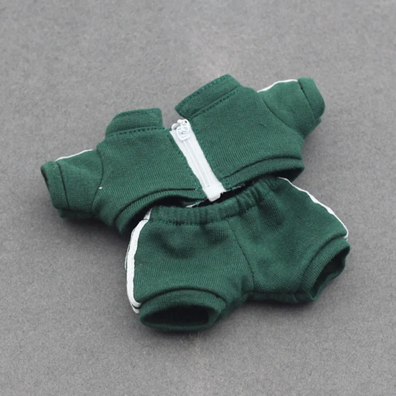 Conjunto de roupas de boneca labubu de 17cm, cor sólida, moletom com capuz e calças, roupa para boneca diy, presente para colecionadores de brinquedos