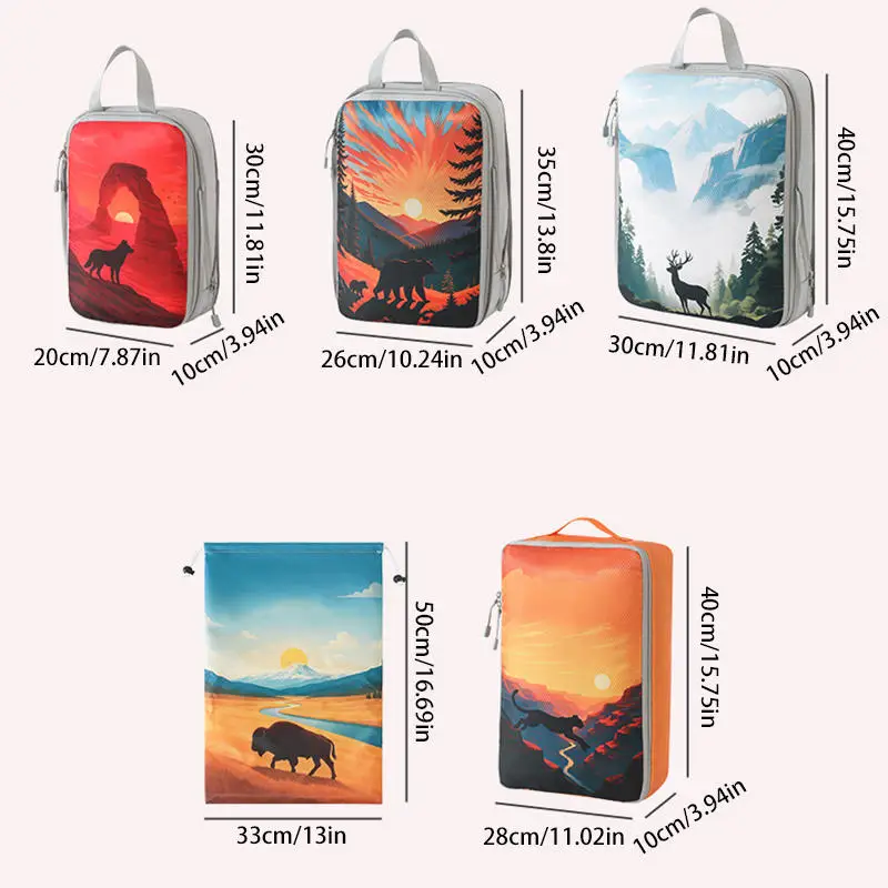 5 Teile/satz Reise Veranstalter Set Zipper Lagerung Tasche Große Kapazität Tasche Komprimierbare Unterwäsche Koffer Gepäck Verpackung Würfel