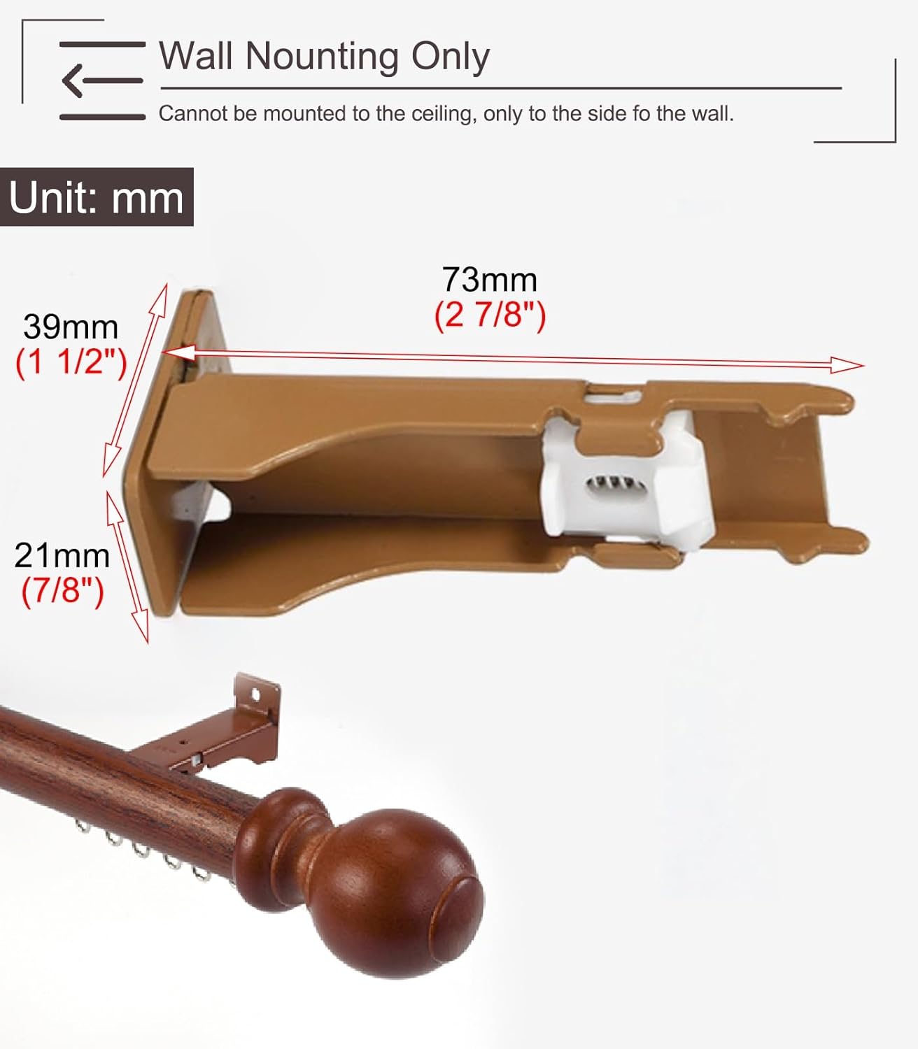 en pared de aleación de aluminio de grano de madera para dormitorio, divisor de habitación, soporte de barra de cortina (beige,