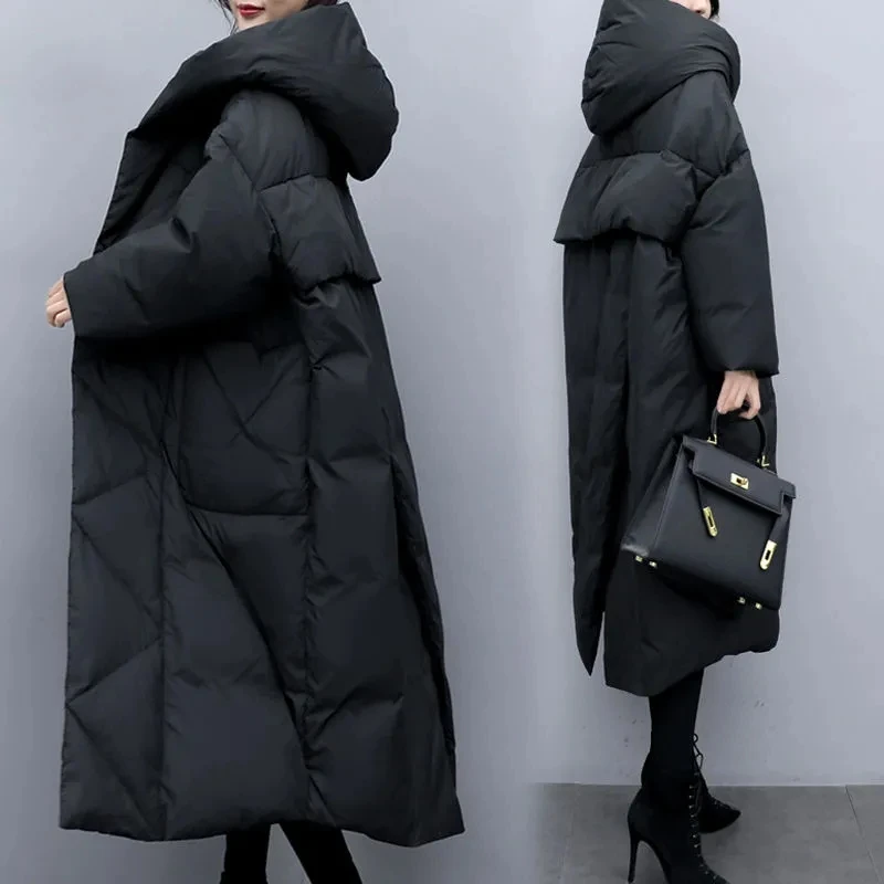 Abrigo de algodón para mujer, Parkas acolchadas holgadas coreanas, abrigo acolchado de algodón, chaqueta gruesa y cálida con capucha, novedad de invierno de 2024