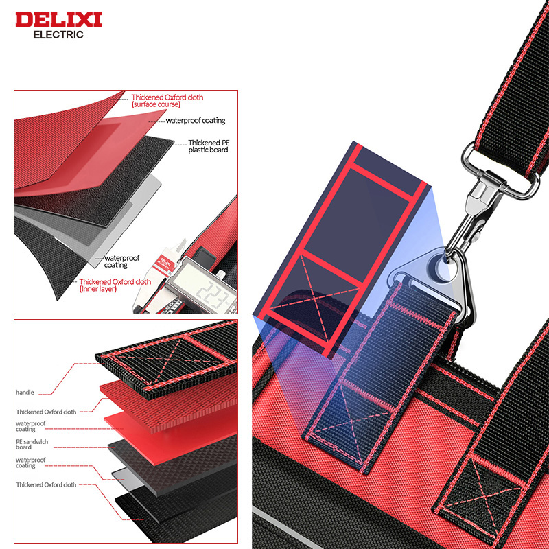 DELIXI ELECTRIC Tool Bag Hardware Elétrico Especial Oxford Storage BagThickened impermeável resistente ao desgaste saco