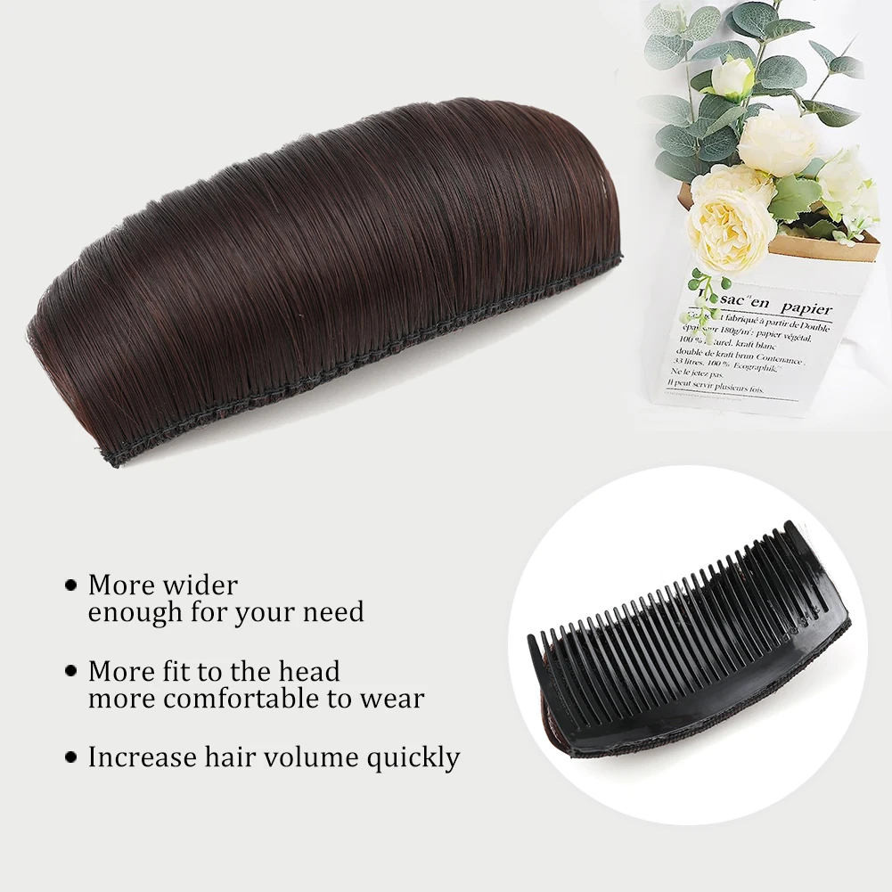 Clipe de coque invisível, base de cabelo sintético falso, almofada de cabelo fofo, ferramenta de inserção de estilo, volume, almofada de cabelo aumentada