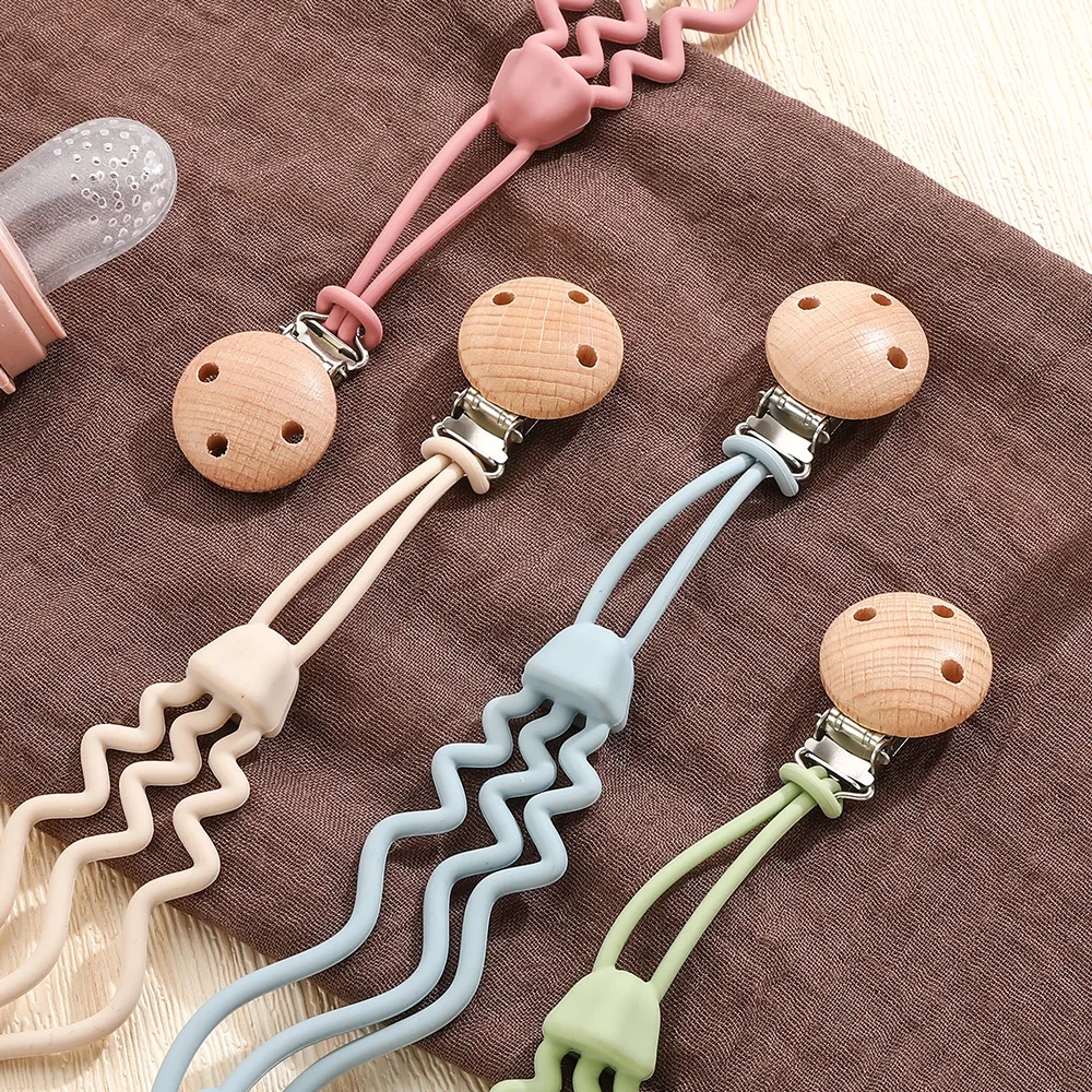 1 ชิ้นซิลิโคน Pacifier CHAIN,การออกแบบรูปทรงแมงกะพรุน,สีชมพู/ครีม,สัตว์ทะเล, เหมาะสําหรับ Pacifiers ส่วนใหญ่,ของเล่นการงอกของฟัน