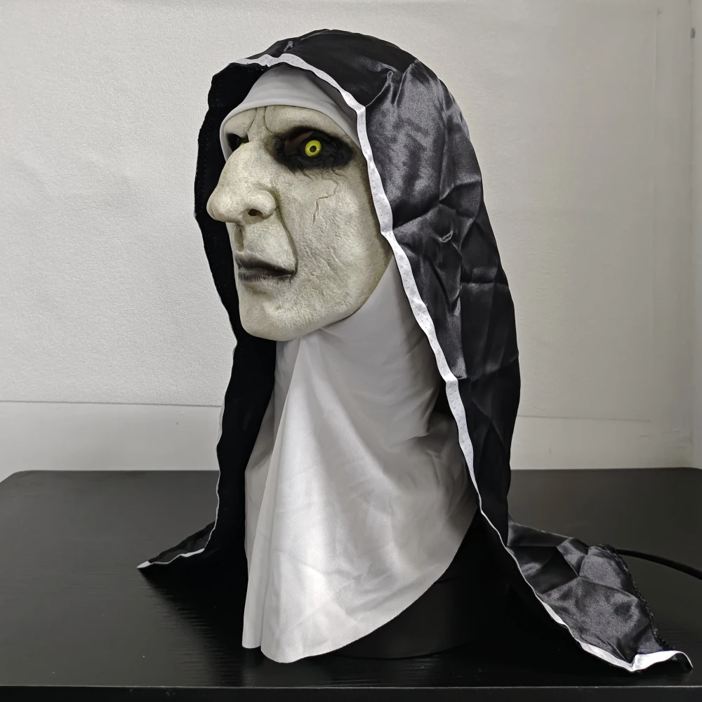 น่ากลัวแม่ชีหน้ากากภาพยนตร์แม่ชี Latex หน้ากาก Turban Valak คอสเพลย์ฮาโลวีนเครื่องแต่งกาย Ghost Nun Masques Tricky Props หมวก