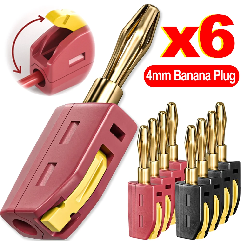 Conector Banana portátil de 32A y 4mm, conexión rápida sin soldadura, conectores Banana chapados en oro de alta corriente, amplificador de altavoces de Audio de cobre