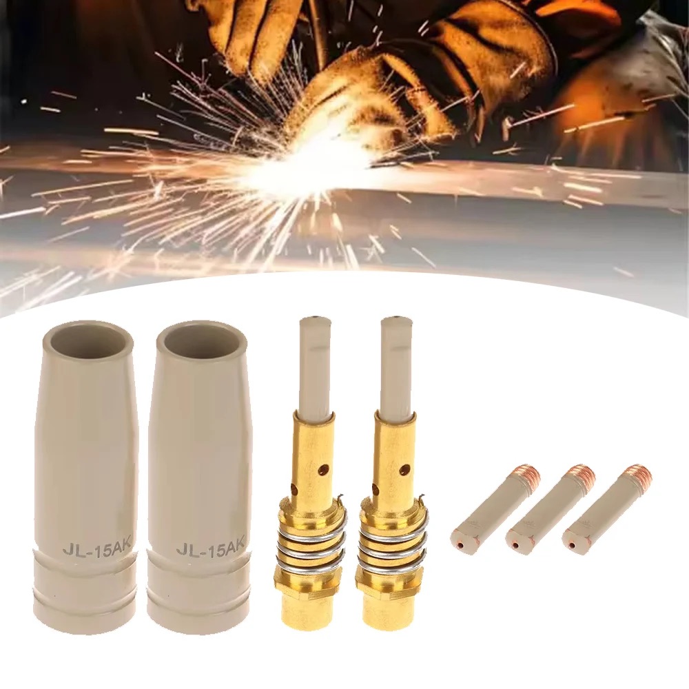9Pcs/Pack MB-15ak 0.8/1.0/1.2mm MIG Torch Nozzle Tip Holder Protection 15AK MIG MAG Welding Torch New Coating Protection Nozzle