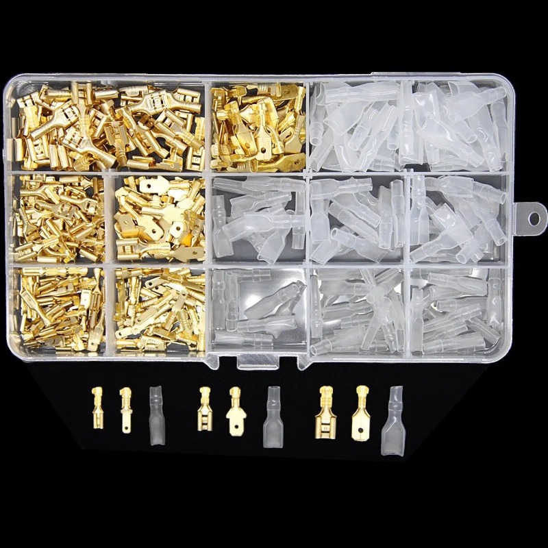 Box Isolierte Männlich Weiblich Draht Stecker 2,8/4,8/6,3mm Elektrische Crimp Terminals Termin Spaten Anschlüsse Sortiert Kit 270PCS