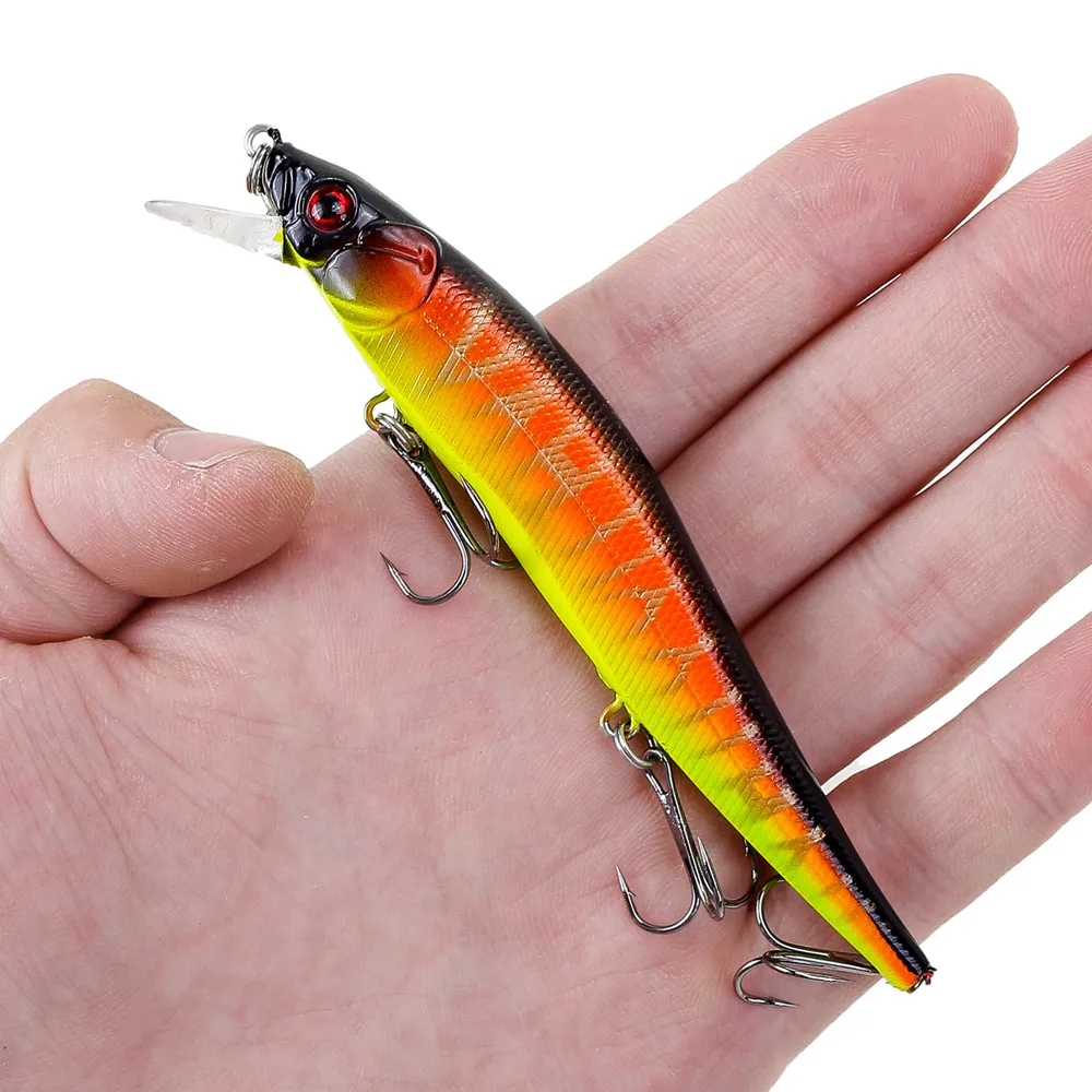 1 Uds señuelo de Pesca 115mm/14g Minnow Crankbait Wobblers ojos 3D perca cebo Artificial Lucio carpa cebo de natación Pesca