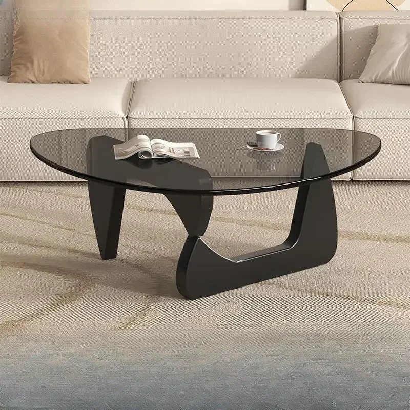 Mesa de centro de vidrio transparente |   Muebles de salón nórdicos de madera maciza de lujo ligeros
