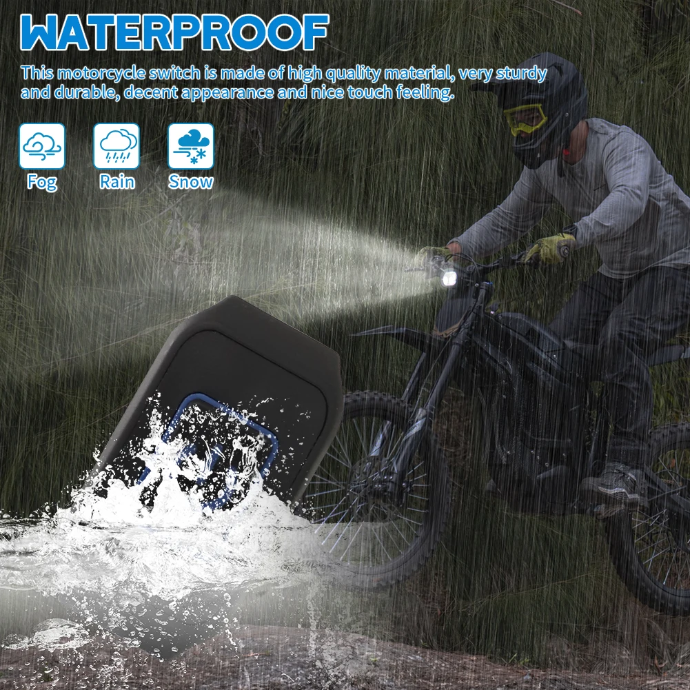 Para Talaria Sting R MX4 interruptor de montaje en manillar de motocicleta interruptor de apagado de faro con luz LED azul Plug & Play resistente al agua