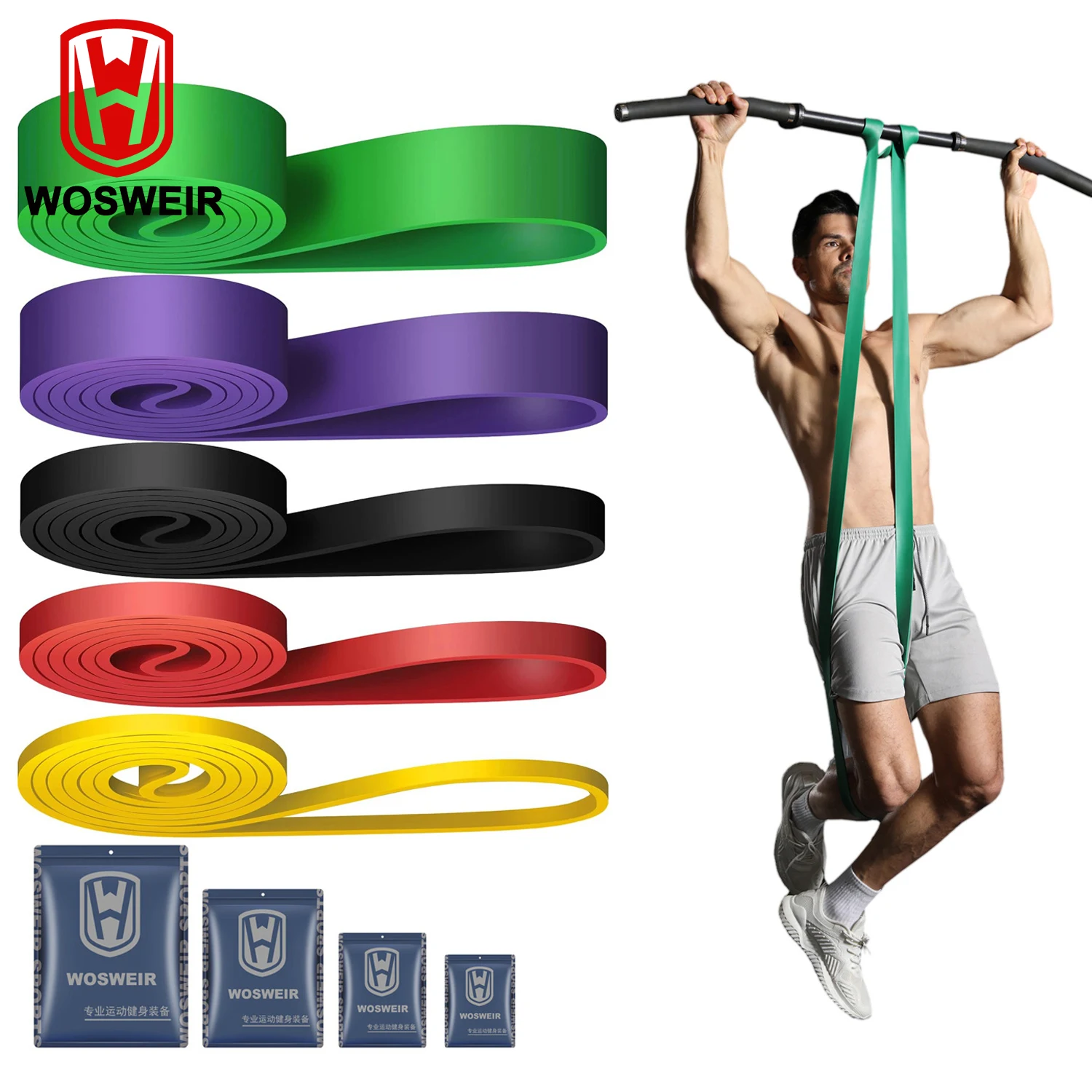 WOSWEIR-bandas elásticas de resistencia para entrenamiento en casa, expansor de goma para Yoga, Crossfit, equipo de entrenamiento