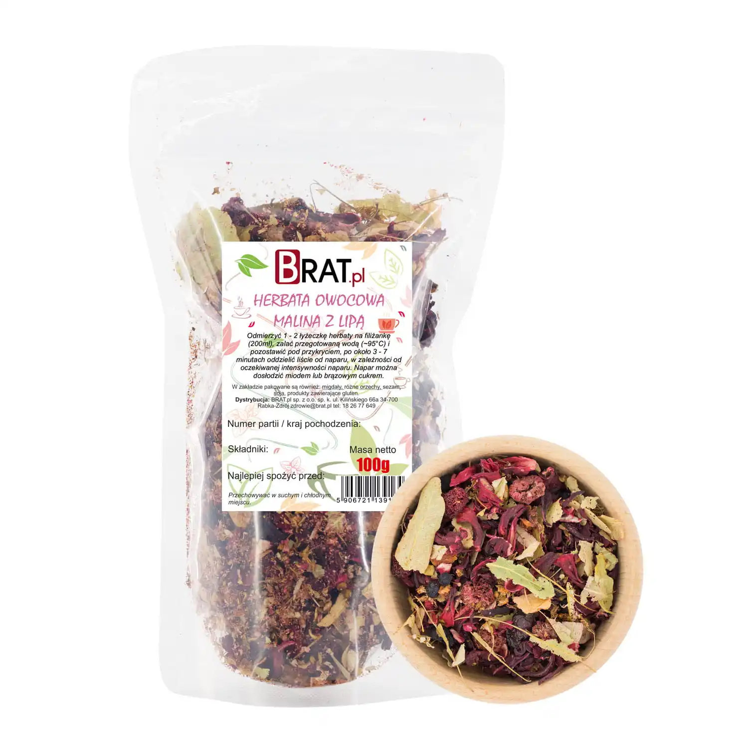Herbata owocowa - malina z lipą 100g