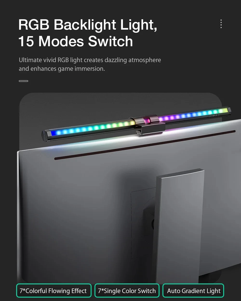 RGB Desktop Atmosfera Light Strip, LED Eye Protection, Learning Reading Hanging Lamp, PC Display Screen, Iluminação Night Light