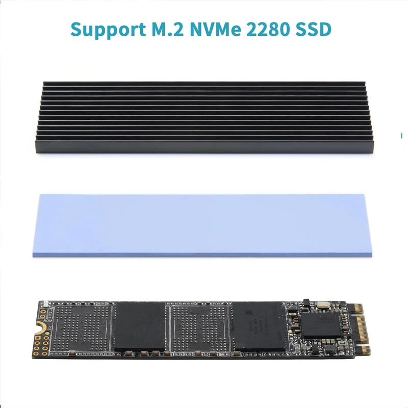 PCIe NVMe M.2 2280 SSD อลูมิเนียมฮีทซิงค์คูลเลอร์และแผ่นความร้อนซิลิโคน