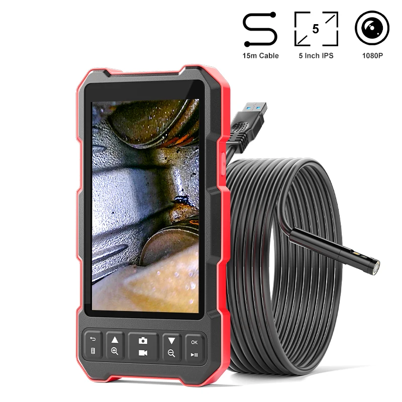 5''IPS Scherm Endoscoop 5MP Autofocus Camera HD1080P Enkele Dual Triple Lens Video USB Sonde Auto Inspectie Borescope Waterdicht
