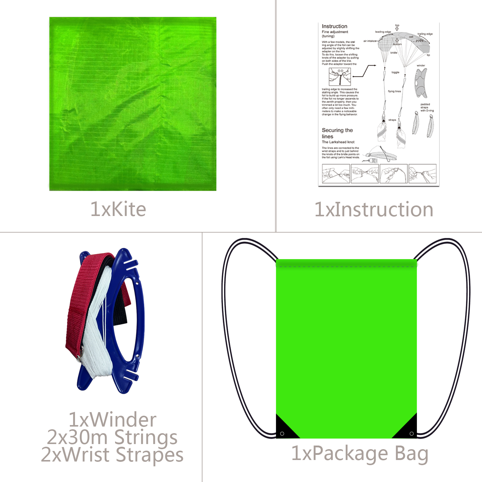 Mới Chất Lượng Cao 2.5M Xanh Lá Kép Dòng Parafoil Diều WithFlying ToolsPower Viền Thuyền Buồm Kitesurf Rainbow Thể Thao Bãi Biển