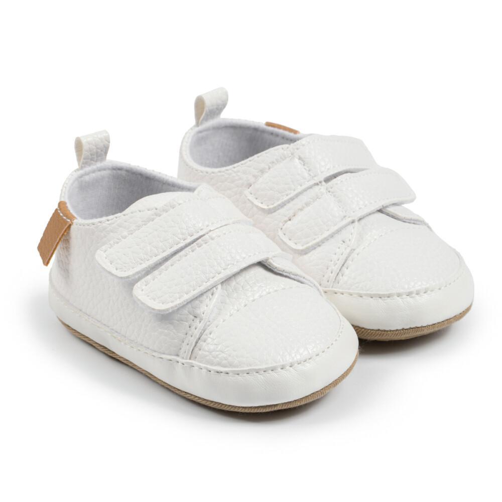 Sapato de couro vintage casual para bebês, combinando cores clássico, sapatos First Walker, sola de borracha, macio, antiderrapante, sapato para crianças, novo
