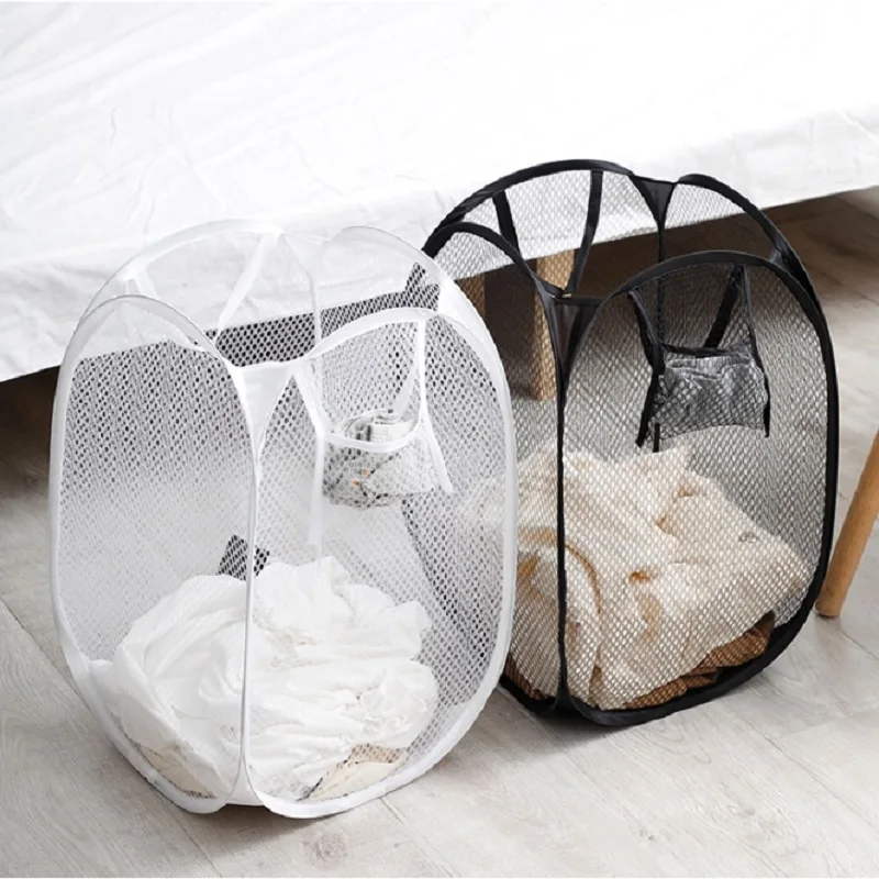 Cesta de lavandería plegable de mano, cesta de rejilla de almacenamiento de ropa sucia, organizador doméstico para ropa