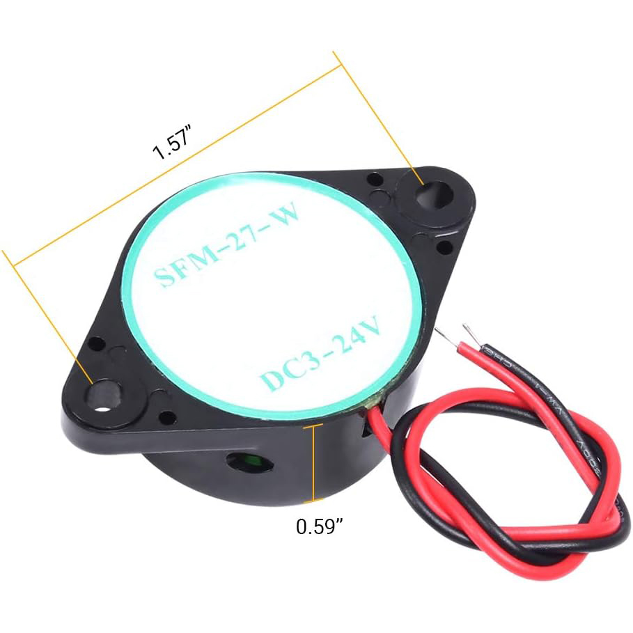 2 PCS Piezo Buzzer, Icstation Buzzer Alarm 12V Electronic Beep Buzzer 100dB Piezo Alarm Siren Continous Sound for Motorcycle
