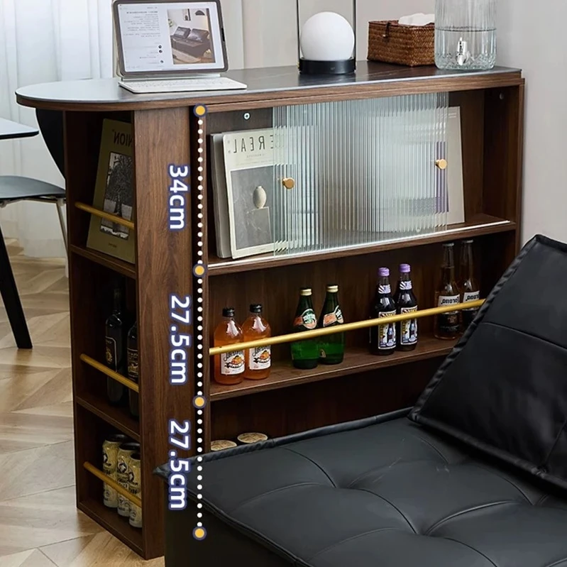 Retro Solid Wood Bar Tables, Kitchen Furniture, Glass Storage Cabinet, Nordic Designer, High Table for Home, Telescopic Table