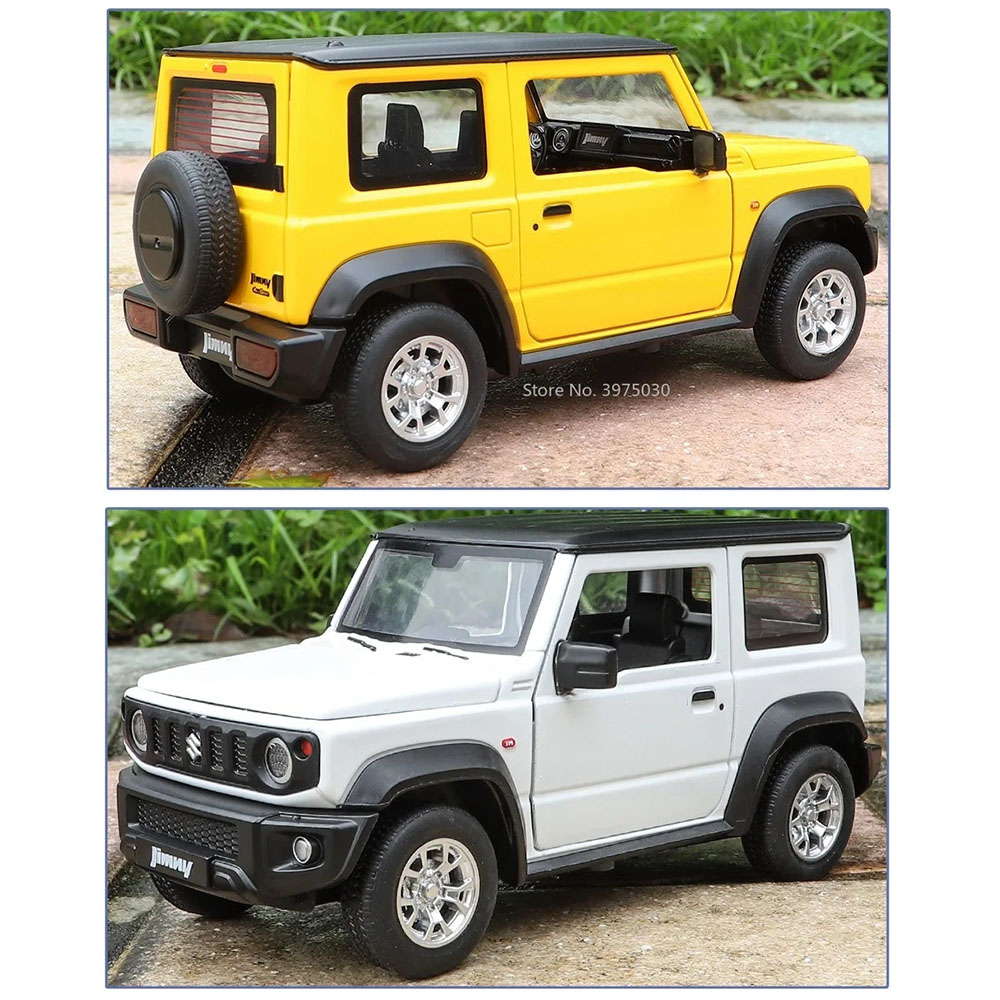 1/24 suzuki jimny modelo de carro de brinquedo liga fundição com som luz puxar para trás função brinquedos modelos de veículos adultos presentes colecionáveis