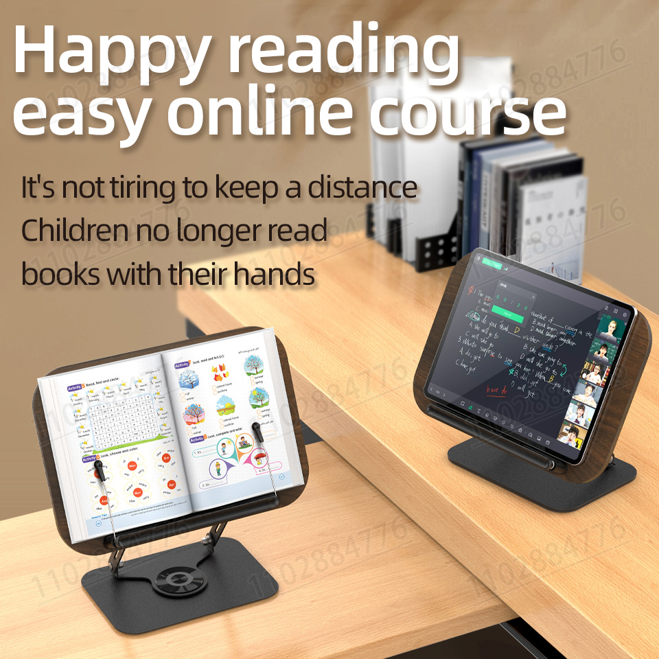 ขาตั้งอ่านหนังสืออเนกประสงค์หมุนได้360องศาแท่นอ่านหนังสือสีดำสำหรับนักเรียนแท็บเล็ตบนโต๊ะ