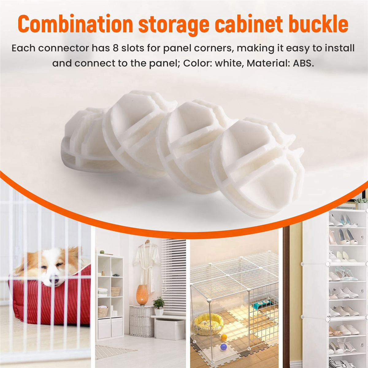 Grid Cube Connector, conectores Abs para Wire Cube Storage, prateleiras, branco, 20 pcs