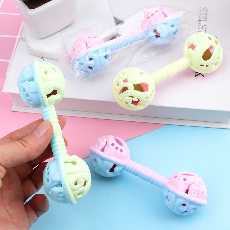 Double-Headed Hand Rattle ของเล่นเด็กเพื่อเอาใจเด็กเล็กของเล่น Rattle ของเล่นเด็ก Hand Holding Bell ของขวัญ
