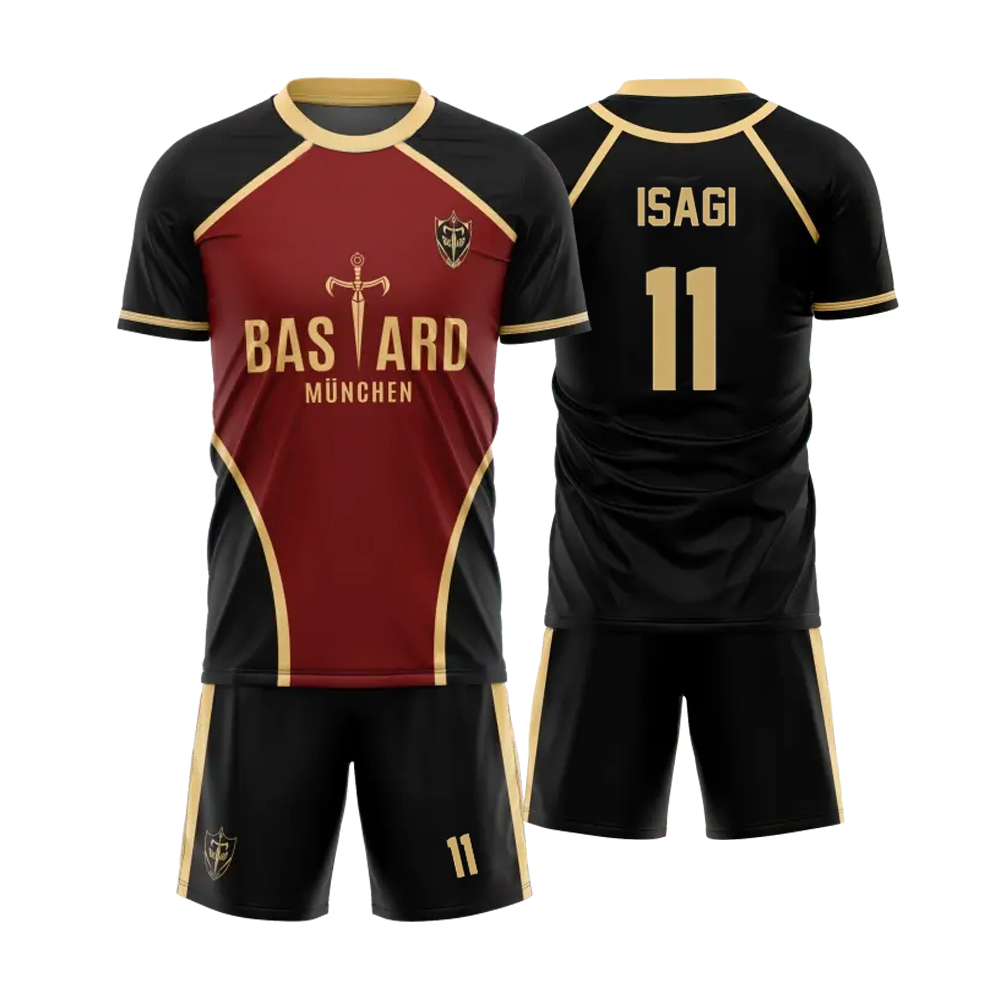 Futsal&Football Pattern VL Replika Blue Lock Anime Bastard Munchen Męskie spodenki z krótkim rękawem Zestaw Street Sportswear Konfigurowalny