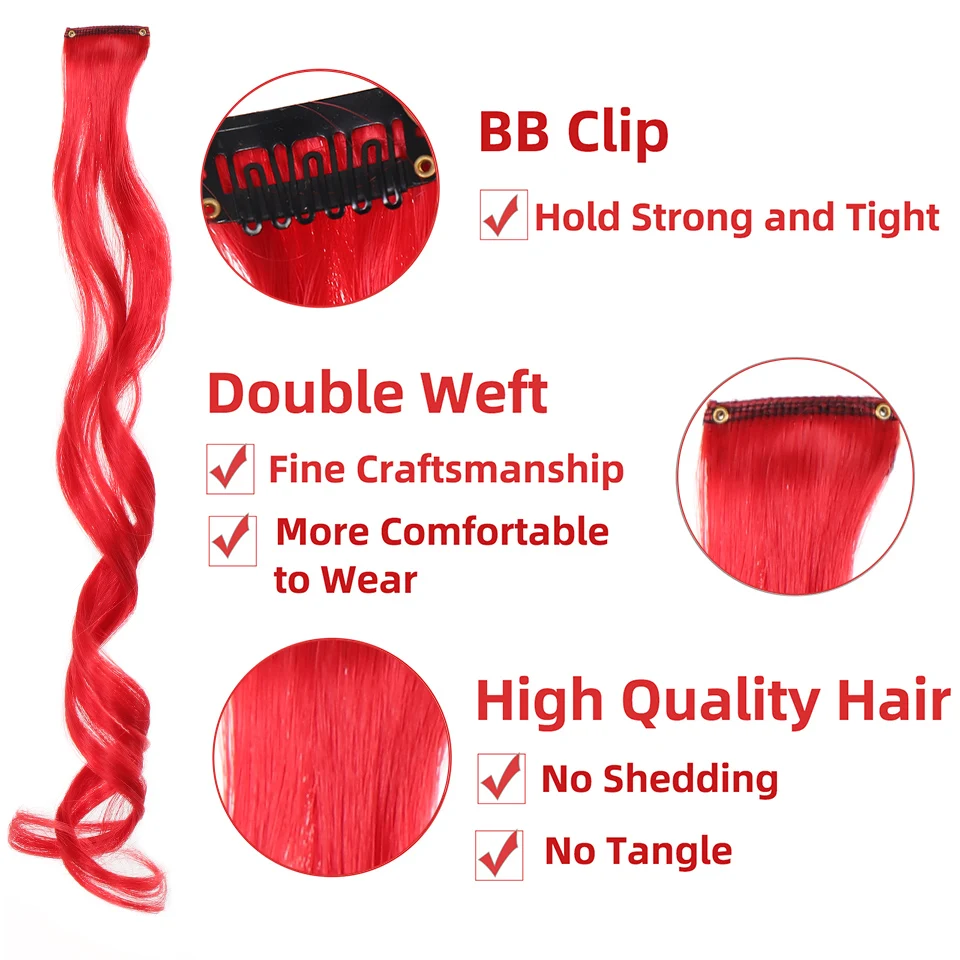 LUPU Tóc Tổng Hợp Phần Mở Rộng Với Một Clip Chịu Nhiệt Rainbow Phần Lông Cho Bé Nữ Dài Cong Lượn Sóng Phong Cách Đầy Màu Sắc tóc