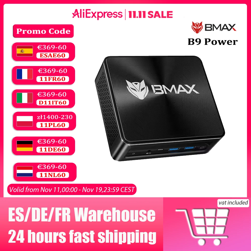 BMAX B9 moc Mini rdzeń komputer Intel i9-12900H 14 rdzeni Max 5.0GHz 24GB DDR5 32GB DDR4 RAM 1TB SSD WiFi 6 Bluetooth 5.2 pulpit PC