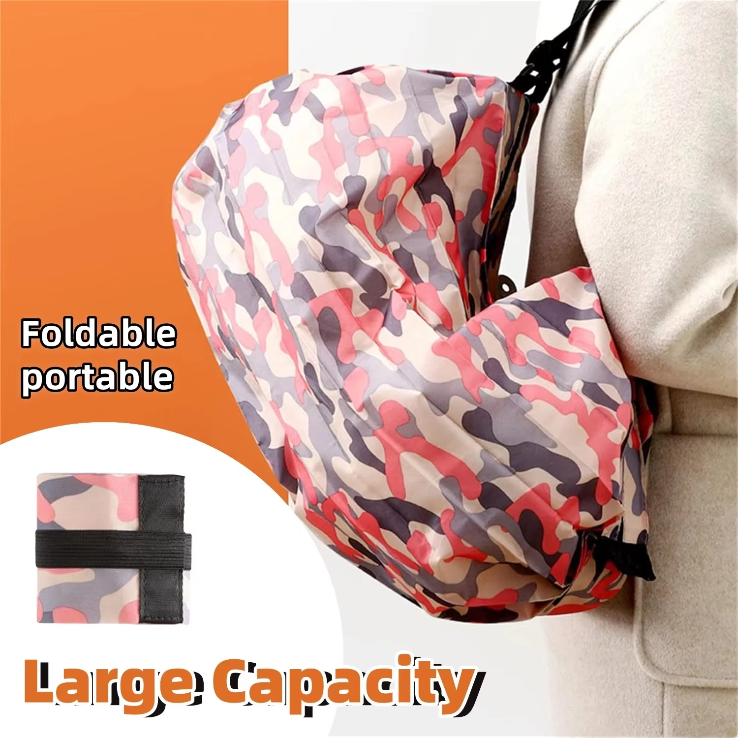1PC Reusable Foldable Shopping Bag Eco-Friendly Waterproof Large Capacity Portable Storage Bag for Sustainable Shopping