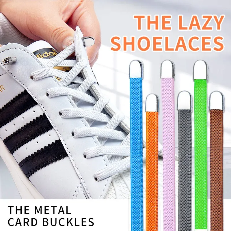 Lacets de chaussures élastiques pour enfants et adultes, fermeture rapide en métal, baskets, paresseux, 2 pièces
