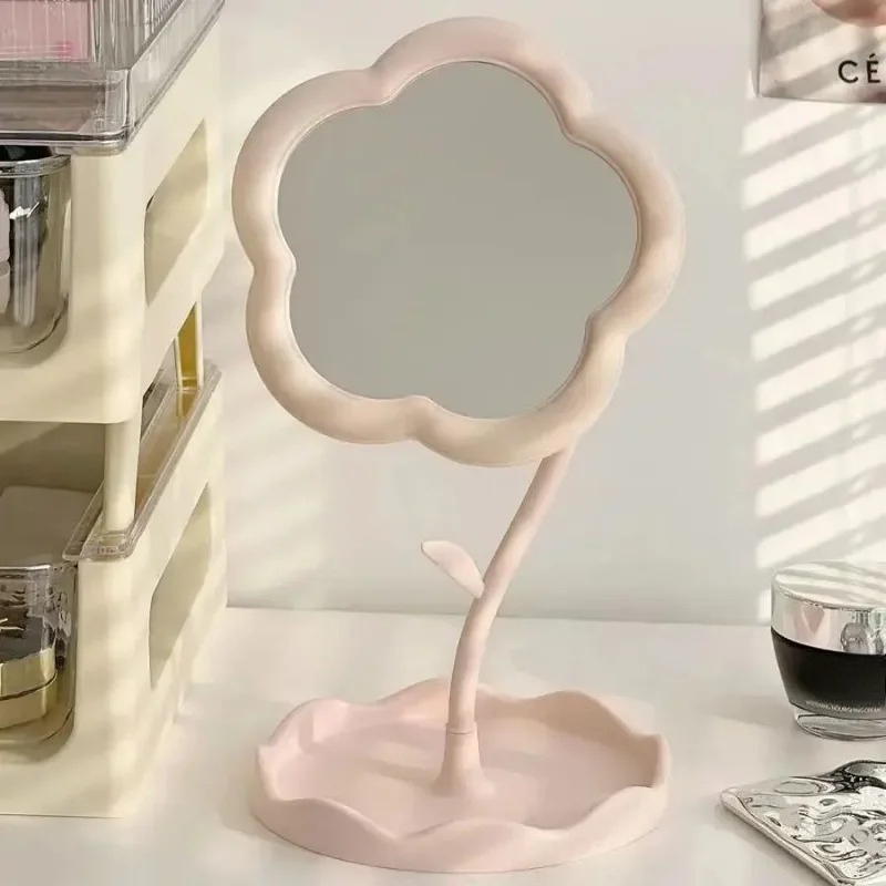 Floral Desktop Mirror – Creative Round Table Mirror for Bedroom, Dorm, Vanity Decor, Trendy & Stylish